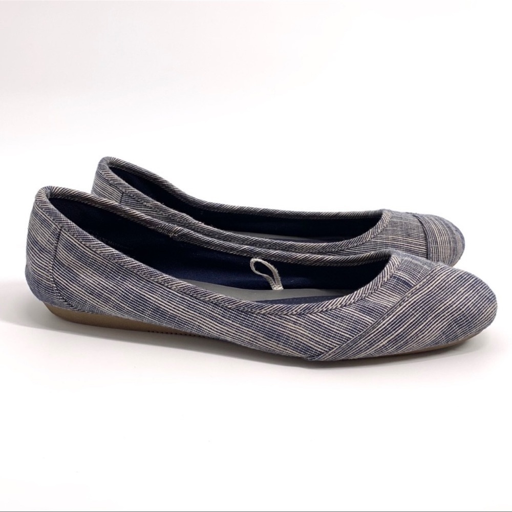 Seychelles 10 Prima Navy Blue White Ballet Flats sold at anthropologie GUC